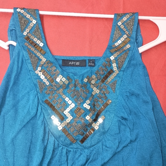 Apt. 9 Blue and Gold Embellished Sleeveless Tank Top - Picture 8 of 12